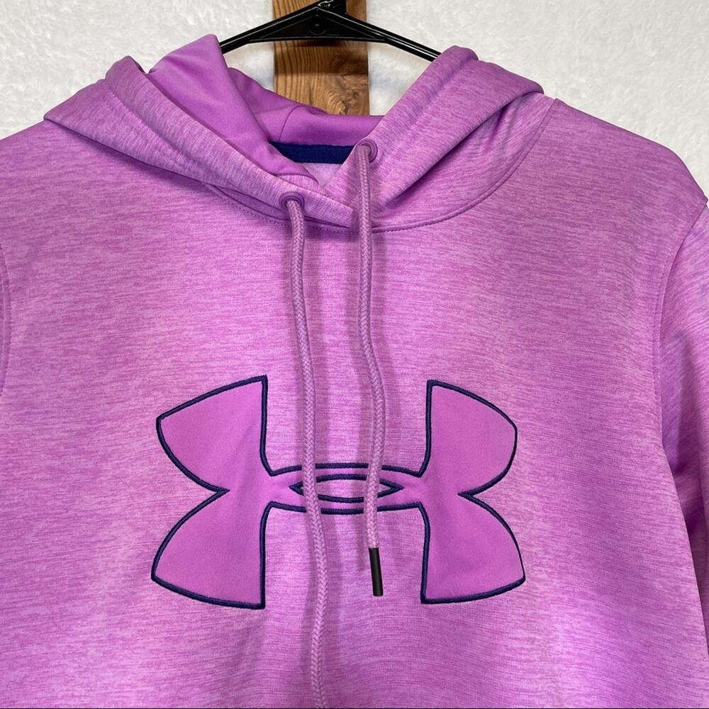 Under Armour Heather Pink Long Sleeve Hooded Pullover Sweatshirt Size M - Picture 2 of 6
